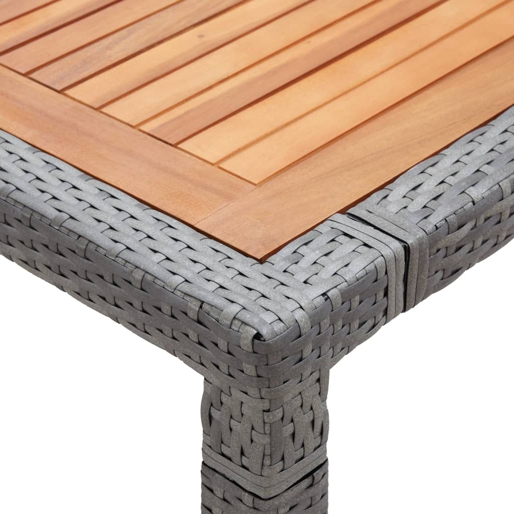 Gartentisch Grau 200x150x74cm Poly Rattan und Akazie Massivholz